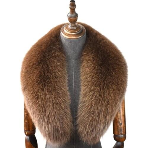100% Natural Real Fox Fur Collar For Women And Mens Coat Jacket Fur Collar Extra Large Size Neck Warmer Fur Scarf Shawls