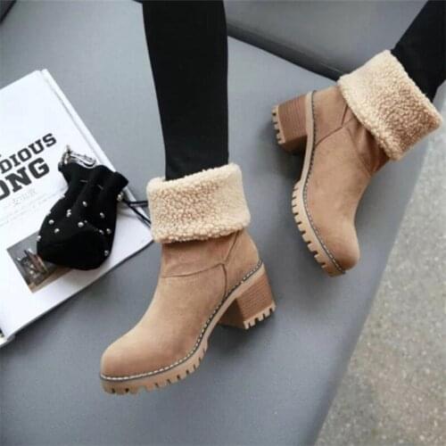 Women Winter Fur Warm Snow Boots Ladies Warm booties Ankle Boot Comfortable Shoes plus size 43 Casual Women Mid Boots NVXUE3