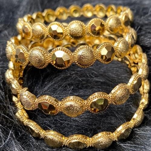 24K Gold Color Ethiopian Saudi Arabia Africa Bangles Fashion Bangles For Women Bride Wedding Dubai Bracelet Jewelry Gifts