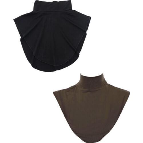 2pcs Womens Muslim Fake Collar Detachable Modal Turtleneck Top Dickey Collar