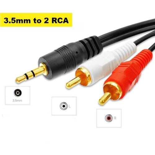 1.35M 3.5mm Stereo Male Jack to 2 RCA Male AV Music Audio Cable Cord AUX Cable for Mp3 Phone TV Sound Speakers