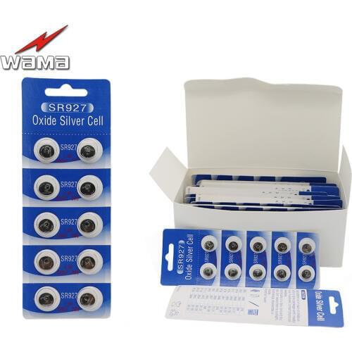 200pcs/lot Wama SR927 SR927SW LR57 395/399 SR57 Silver Oxide 1.55V Mercury Free High Quality Button Cell Watch Batteries