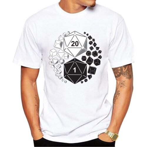 2020 Funny design Black and white pattern Yin Yang Game Tshirt Dice Set T-shirt Men T Shirt Tops Tees Clothes