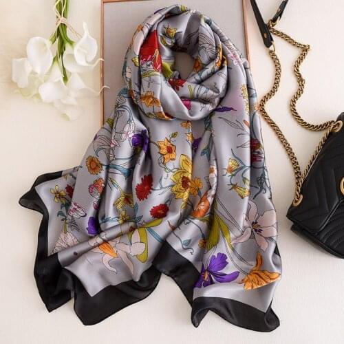 2021 Luxury Brand 180X90CM Silk Scarves Lady Sunscreen Beach Print Shawl Women Popular Silk Headscarf Fashion New Print Scarf