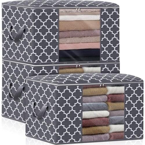 Storage Bags 100L 3-Pack Large Blanket Clothes Organization and Storage Containers Foldable Organizer for Bedding