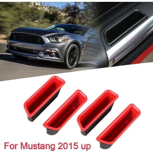 4Pcs Inner Side Armrest Door Handle Storage Box Cover for Ford Mustang 2015+ Accessories