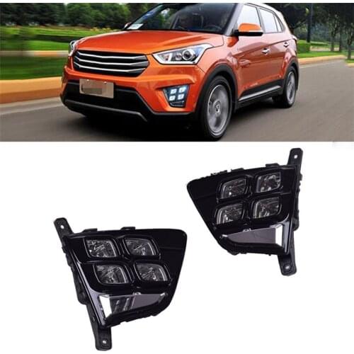 Car Accessories Waterproof ABS 12V LED Daytime Running Light DRL Fog Lamp Decoration For Hyundai Creta IX25 2014 2015 2016