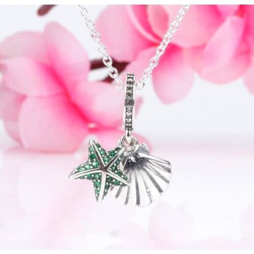 Bewill S925 Sterling Silver Fashion Tropical Starfish Shell Pendant Fit Original Bracelet Necklace