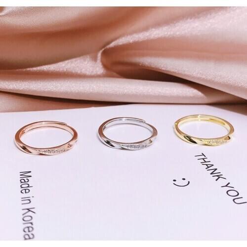 Whole 100% Real 925 Sterling Silver Sumptuous Adjustable Rings Exquisite Twist Shiny Cubic Moissanite Wedding Bridal Stripe Ring