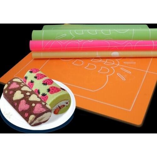 Two-sided Four kinds of patterns colored cake roll mat, Swiss egg roll printing mat,cake moulage mat,silicone baking mat,20pcs