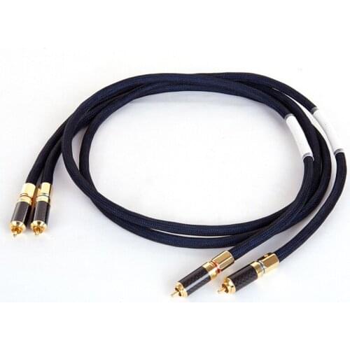 Pair Western Electric R-Copper RCA audio cable signal line/ interconnect cable wire with Carbon fiber RCA plug
