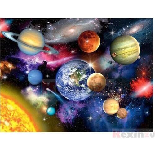Kexinzu Full 5D DIY Square/Round Drill Diamond Painting "Planet space" 3d Diamond Embroidery Cross Stitch Decor Gift Ke42