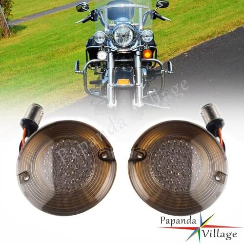 2PCS White/Amber 3 1/4" Flat Style 1157 LED Turn Signal Light For Harley Touring Electra Glide Road King Road Glide Classic FLHR