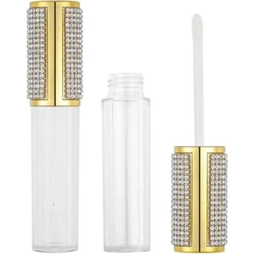 New 5ML Lip Gloss Glaze Containers Gold Silver Rhinestone Liquid Lipstick Packaging Makeup Tool Lipgloss Tube Packaging 10/30pcs
