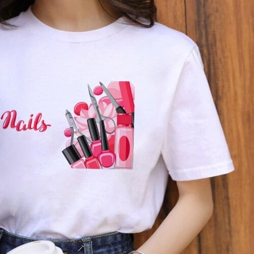 Nail polish Korean version Tshirt Harajuku Tshirt 2021 Summer O-neck Short Sleeve women tops female tshirt Hipster T shirt