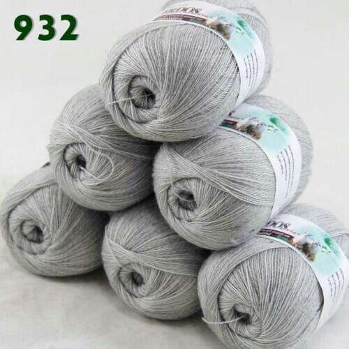 Lot of 6 Skeins Fine Lace Soft Wool Acrylic Cashmere Yarn Knitting Light Grey 932