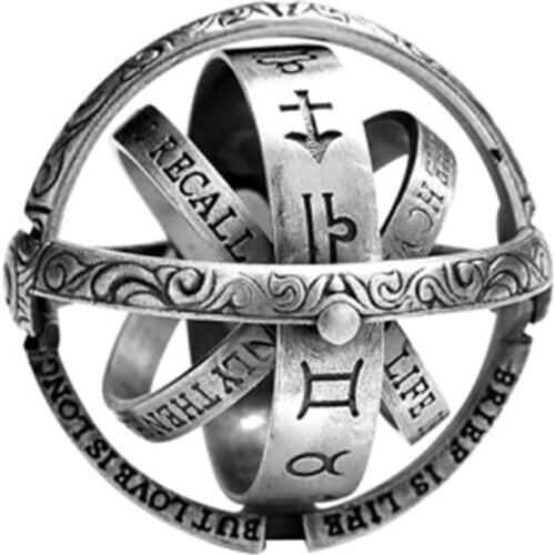 Metal Astronomical Sphere Ball Ring Women Mens Foldable Cosmic Finger Ring Couple Lover Jewelry Gifts(2 Colors to Choose)