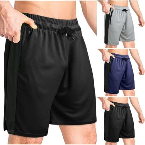 2021 summer new mens sports fitness single layer quick-drying breathable mesh color matching shorts running squat fitness pants