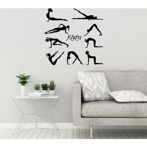 Pilates Wall Decal Pose Yoga Center Home Gym Fitness Girls Bedroom Interior Decor Door Window Vinyl Stickers Art Wallpaper Q534