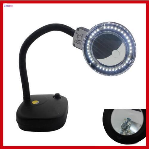 New 36 LED Adjustable Soft Tube Desk Table Lamp Repair Stand Magnifier 5X 10X Magnifier Glass Light