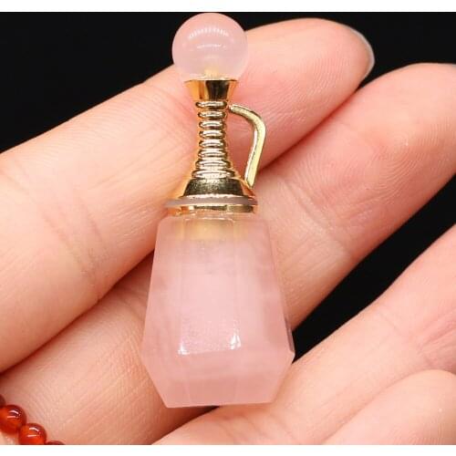 Natarual Stone Perfume Bottle Pendant Essential oil diffuser Section Gourd Shape Pendant for Jewelry Necklace Accessories