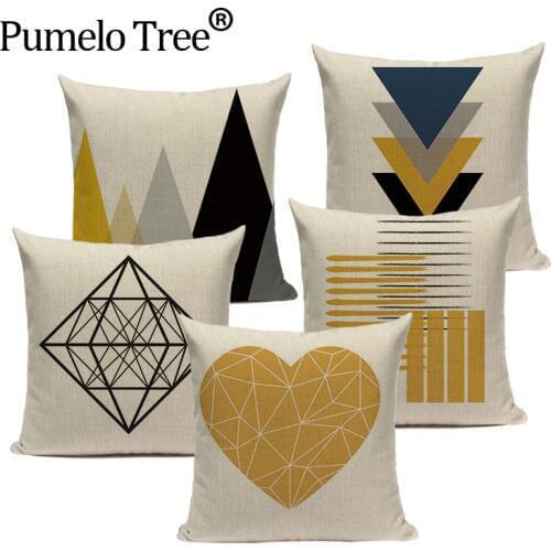Custom Throw Pillow Covers Geometric Cushion Cover Nordic Decoration Home High Quality Yellow Deer Pillow Case For Pillow