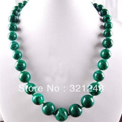 NeTop quality hot sale 6-14mm artificial green malachite round beads tower chain necklace for women jewelry making 18inch MY2078