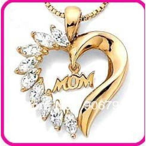 5pcs a lot Mom in heart crystal pendant necklace