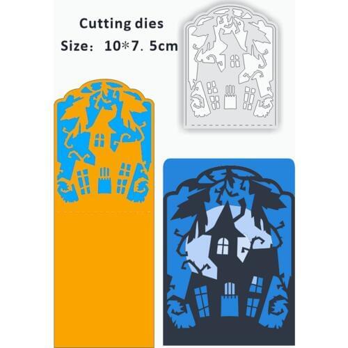 PANFELOU haunted hous 10x7.5cm Scrapbooking DIY Halloween Embossing mould card paper die stencils punch Metal cut dies cutting