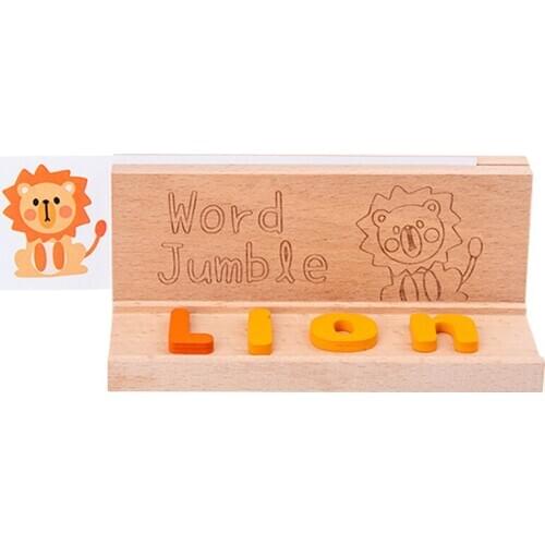 Educational Wooden Puzzle Kids Early Education Puzzle Word Pairing Toys Children Gift Matching Spell Words Cardboard