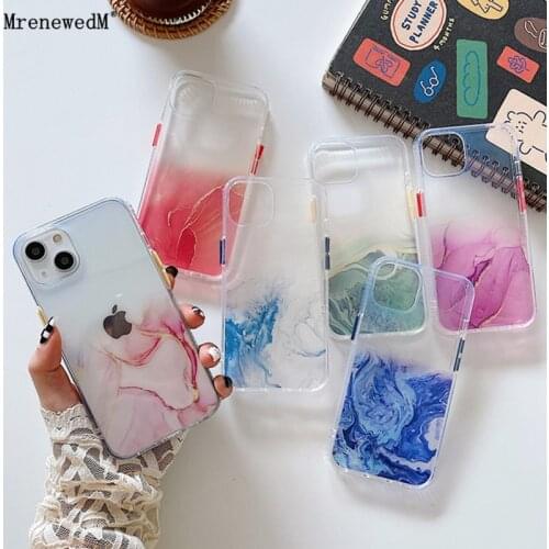 Luxury Marble Shockproof Case For iPhone 11 12 Mini 13 Pro Xr Xs Max SE2 7 8 Plus Soft Transparent Bumper Glitter Acrylic Cover
