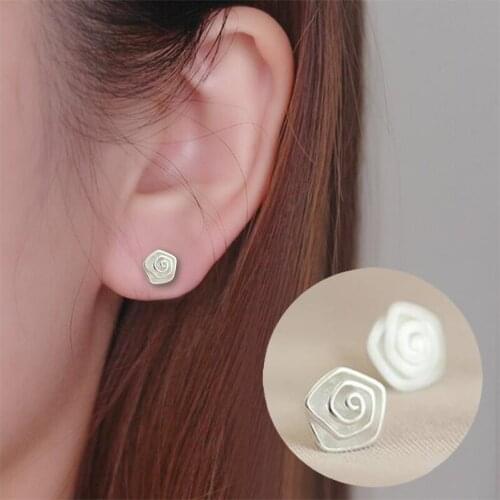 Jisensp Geometric Silver Plated Vintage Style Swirl Stud Earrings Fashion Jewelry for Women Girls Party Gift bijoux 2019