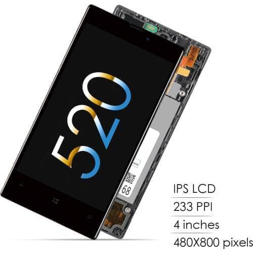 Sinbeda IPS 4.0" LCD For NOKIA Lumia 520 LCD Touch Screen Digitizer Assembly Frame For NOKIA Lumia 520 LCD Display Replacement
