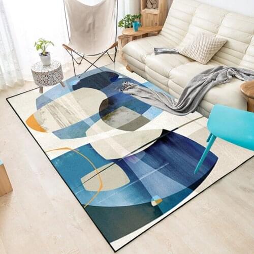 Blue Art Abstract Pattern Carpet Modern Minimalist Nordic Living Room Rug Non-Slip Home Fashion Bedroom Floor Mat Free Shipping