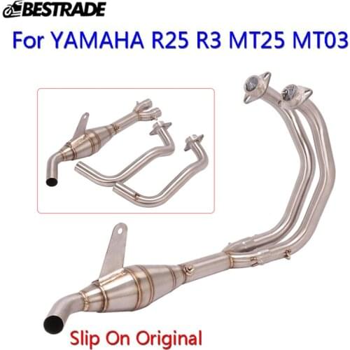 Slip on Original Muffler Motorcycle Exhaust Front Link Connector Pipe for Yamaha R25 R3 MT25 MT03 All Years Stainless Steel