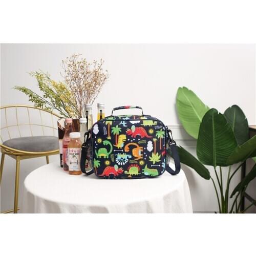 Adult Kids Insulated Lunch Bag Tote Dinosaur Print Thermal Cooler Picnic Travel Food Box Handbag