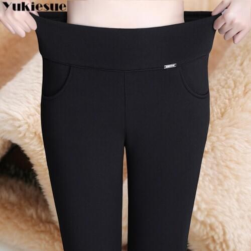 Streetwear 2020 winter thick warm fleece womens pants female high waist pencil pants capris for women trousers woman Plus size