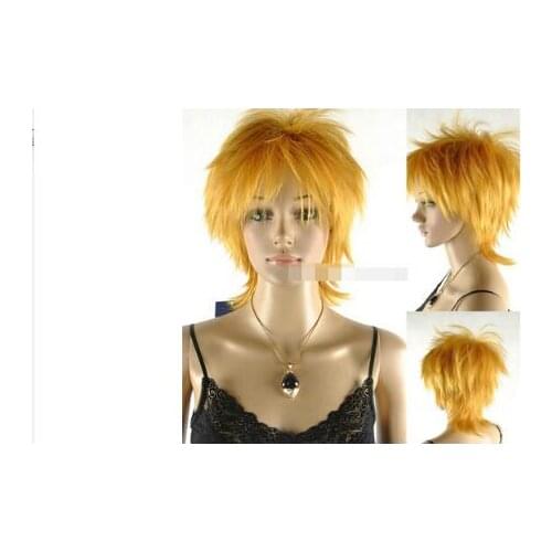 Xiashunshun824466Yellow Punk Rock Layered Straight Cosplay Costume Party Anime Full Wig