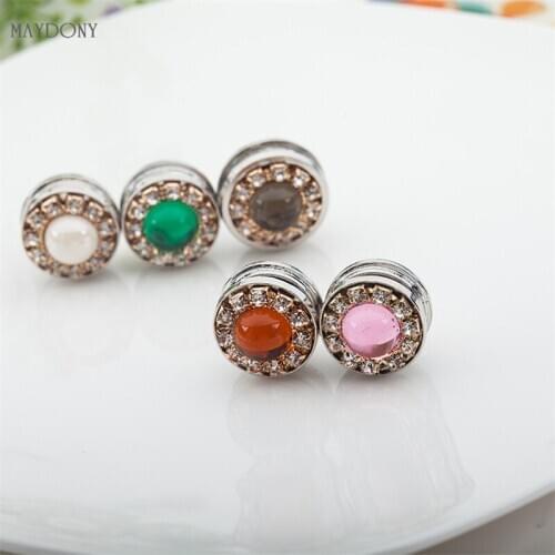 XT42 wholesale fashion headwear scarf magnet brooch Cats eye stone hijab clips 12pcs/lot