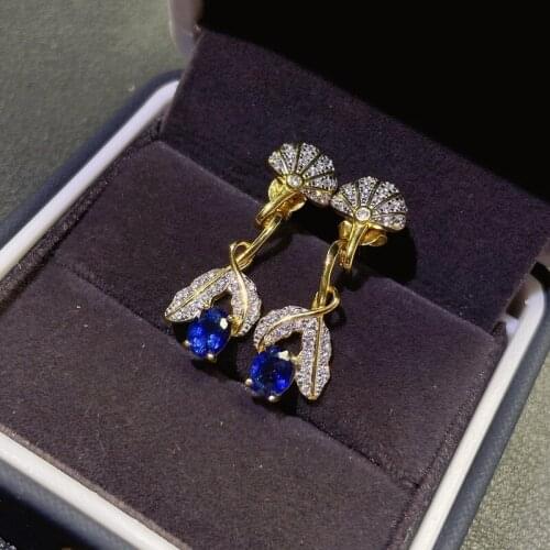 Jewelry Black Sapphire Earrings for Office Woman 4*5mm Natural Black Sapphire Stud Earrings 925 Silver Sapphire Jewelry