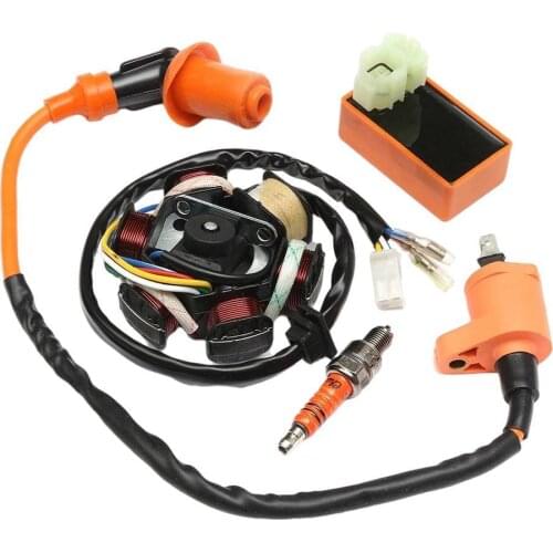 1 Set Racing Ignition Coil CDI Spark Plug Moped Magneto Stator For GY6 49 50cc Scooter New