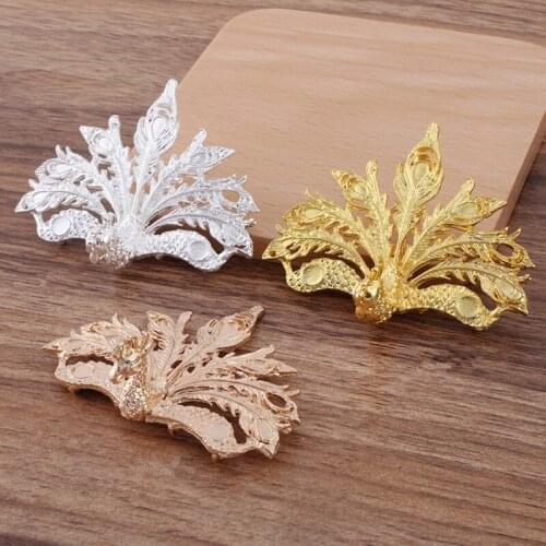 5 Pieces/Lot 52*66MM Metal Alloy Bird Hair Sticks Tiara Materials Diy Bridal Wedding Hair Jewelry Accessories