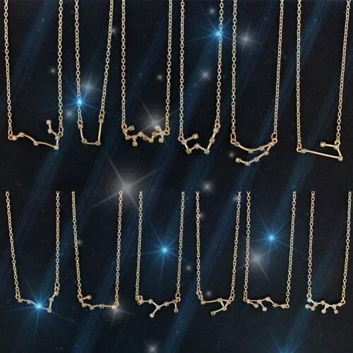 12 Constellation Pendant Necklace Crystal Choker Necklace Fashion Gold Silver Plated Jewelry Gift For Women Girls