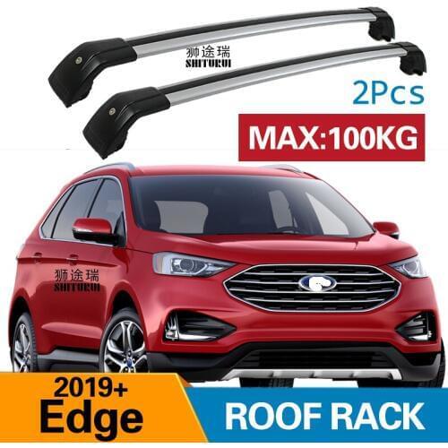 2Pcs Roof bars For FORD EDGE Titanium SEL 2019 2018 Aluminum Alloy Side Bars Cross Rails Roof Rack Luggage CUV SUV LED