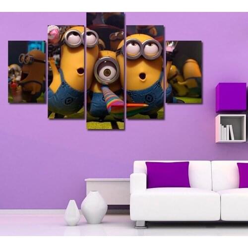 5 Pieces Wall Art Canvas Painting Yeiiw Villain Cartoon Anime Figure Poster Modular Modern Living Room Decoration Pictures