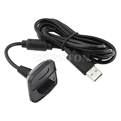 50Pcs/Lot USB Play Charging Cable Charger For Xbox 360 Wireless Game Controller Black