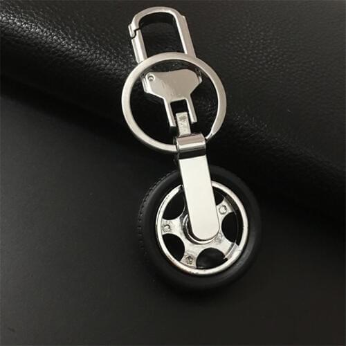 360 Degree Turn Rotation Tyre Keychain Car Tire logo Key Ring Car Covers Carabiner for Car Key