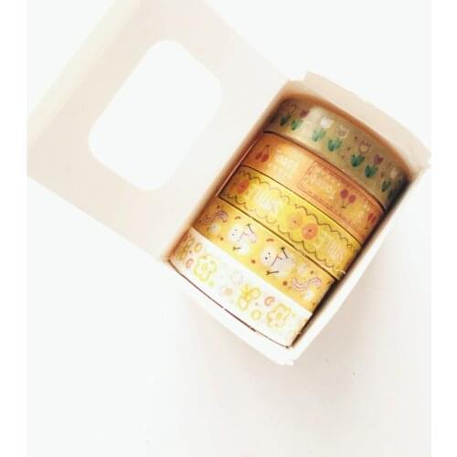 5 Rolls /Box Sweet Little Love Flower Washi Paper Decorative Tape Daily Hand Account DIY Stickers Stick Label