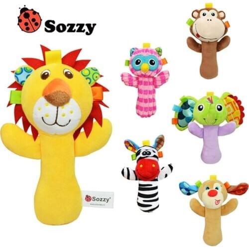 0-3 Year old Baby Kids Cute Animal Plush Rattles Hand Bells multifunctional toys Educational Funny Toys Gift for Newborn WJ529