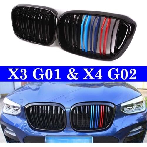 Dual Slats Front Kidney Grill For BMW X3 G01 X4 G02 xDrive20i xDrive30i 2018+ Racing Grille